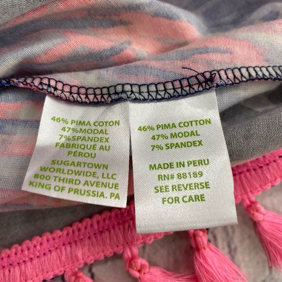 Lilly Pulitzer Top Blouse Women’s Size S Color Pink Tassel 3/4 Length Sleeve - Picture 9 of 10